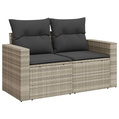 Set De Sofás De Jardín 7 Pzas Con Cojines Ratán Pe Gris Claro / Vetonek_4