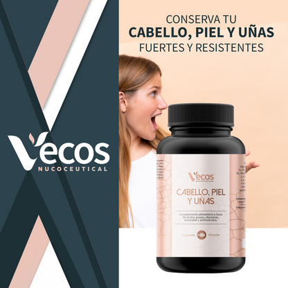 Cabello Y Uñas Vecos 150 Perlas | Fortalecimiento Capilar Y Uñas | Con Biotina, Omega 3 Y L-cistina_1