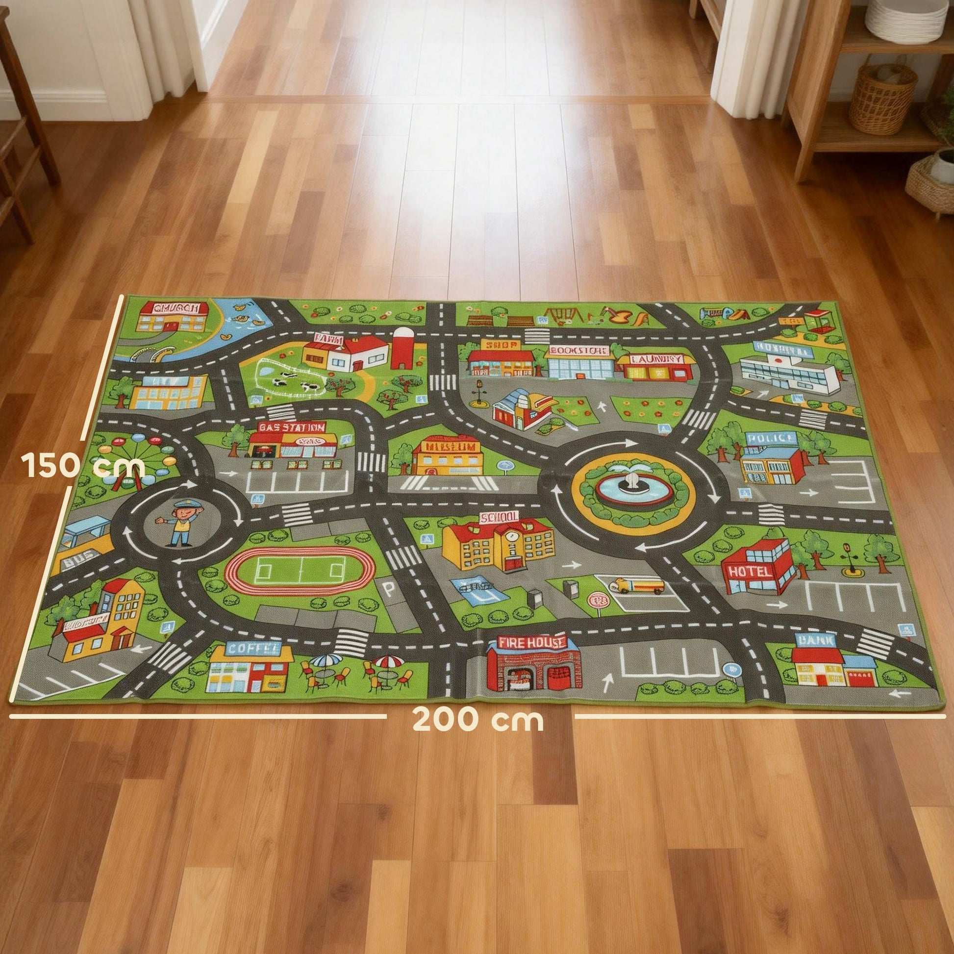 Aiyaplay Alfombra Infantil Carretera De Ciudad 200x150 Cm Antideslizante_2
