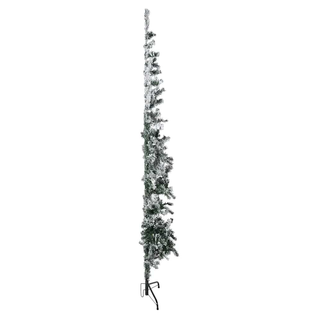 Vidaxl Mitad Árbol Navidad Artificial Delgado Con Nieve 240 Cm_4