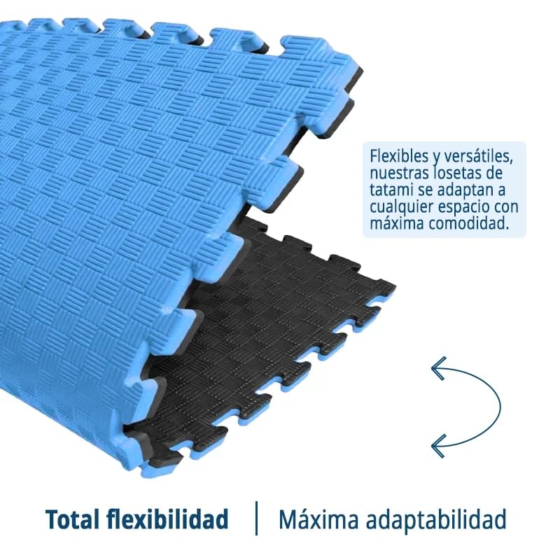 Artatami® Tatami Puzzle 1x1x20 mm Negro - Azul Pack Ahorro【8 Unidades】Gimnasios - Fitness - Pilates - Yoga_4