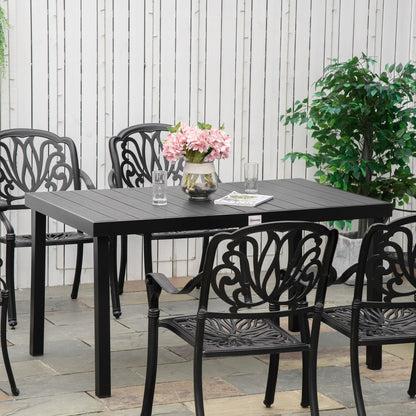 Outsunny Mesa De Jardín De Aluminio Mesa De Comedor Para 6 Personas 140x90x74 Cm_1