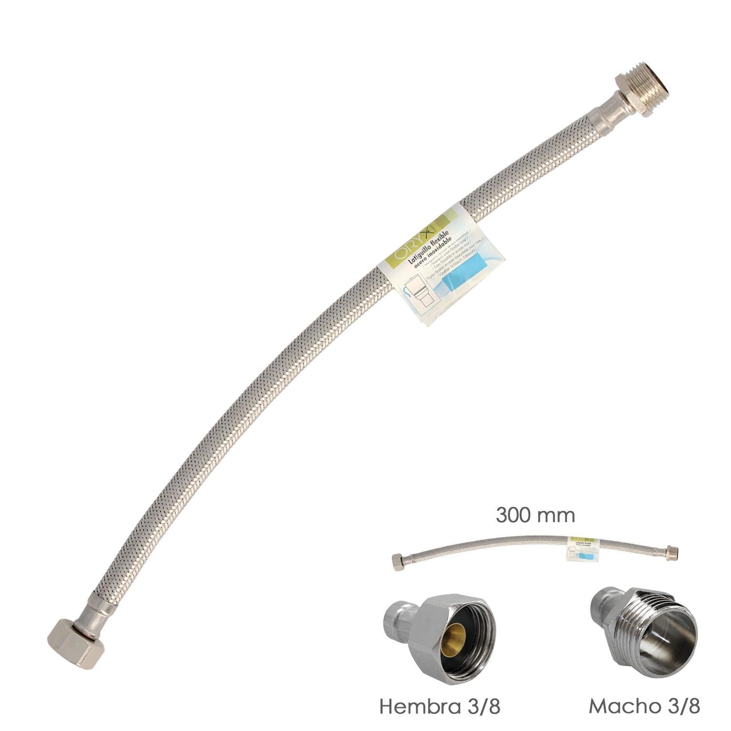 Latiguillo Flexible Acero Inoxidable Macho 3/8 - Hembra 3/8 - 300mm_0
