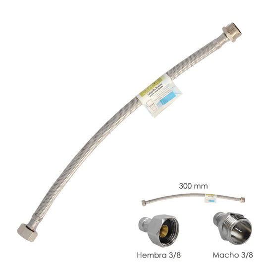 Latiguillo Flexible Acero Inoxidable Macho 3/8 - Hembra 3/8 - 300mm_0