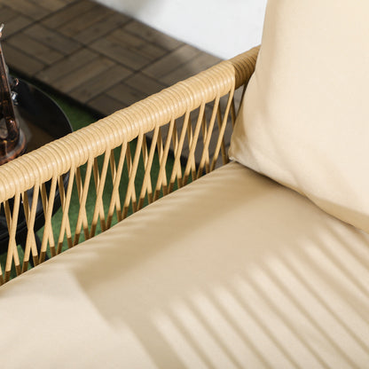 Outsunny Conjunto De Mesa Y Sillas De Jardín Exterior De 3 Piezas Negro Y Beige_4