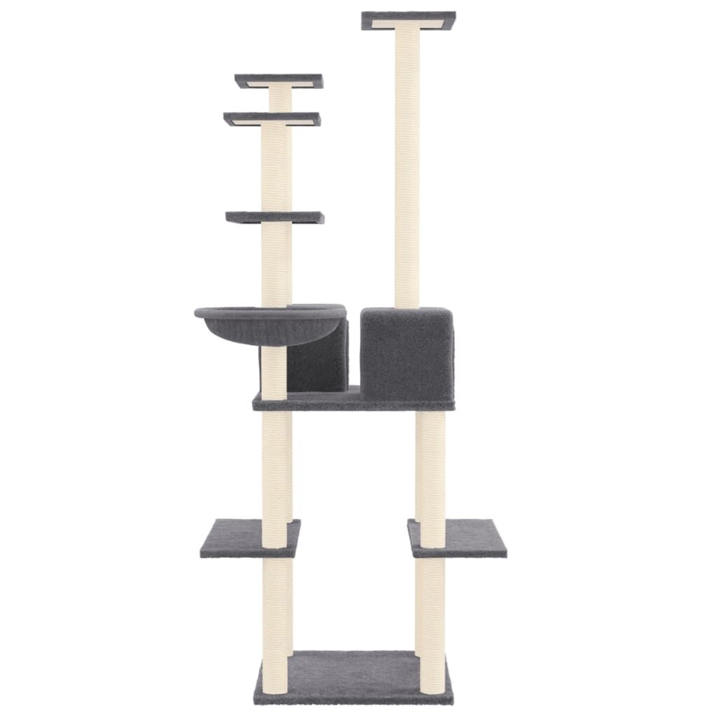 Vidaxl Rascador Para Gatos Con Postes De Sisal Gris Oscuro 167 Cm_3