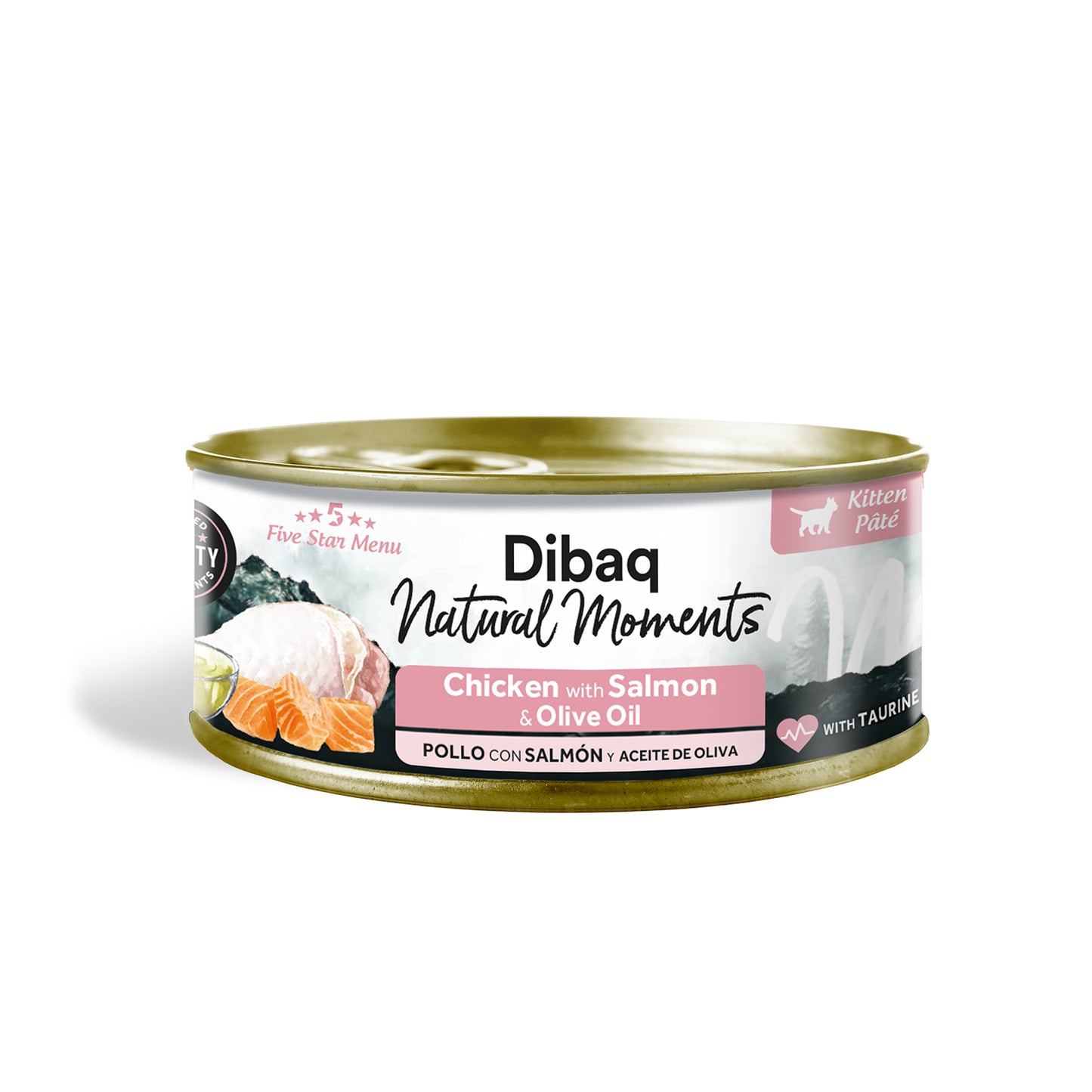 Dibaq Natural Moments 5 Star Gatito Pollo Con Salmón, 12 Latas X 70gr_1