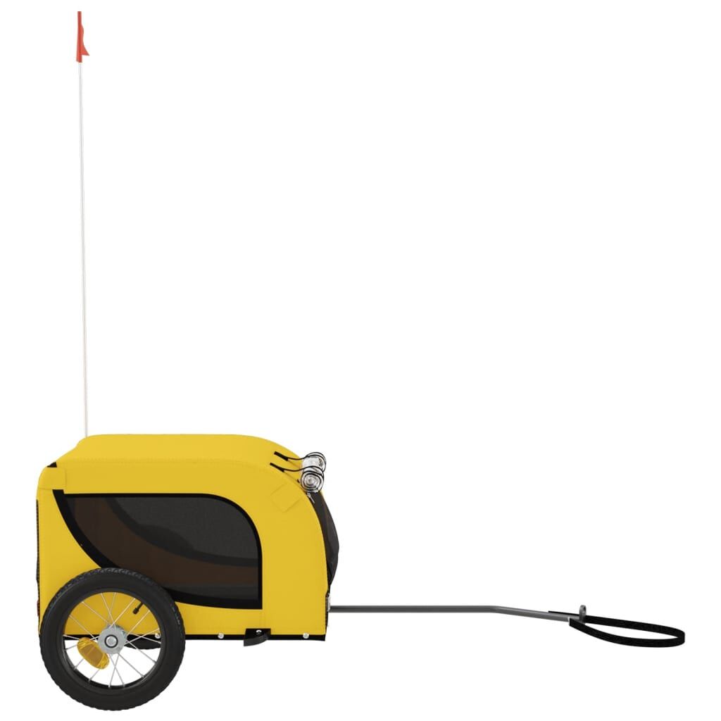Vidaxl Remolque Bicicleta Mascotas Hierro Tela Oxford Amarillo Negro_4