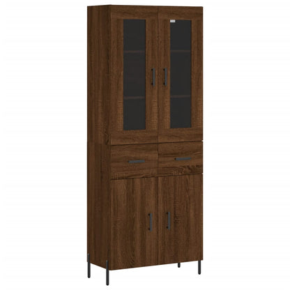 Aparador Alto Madera Contrachapada Marrón Roble 69,5x34x180 Cm_1