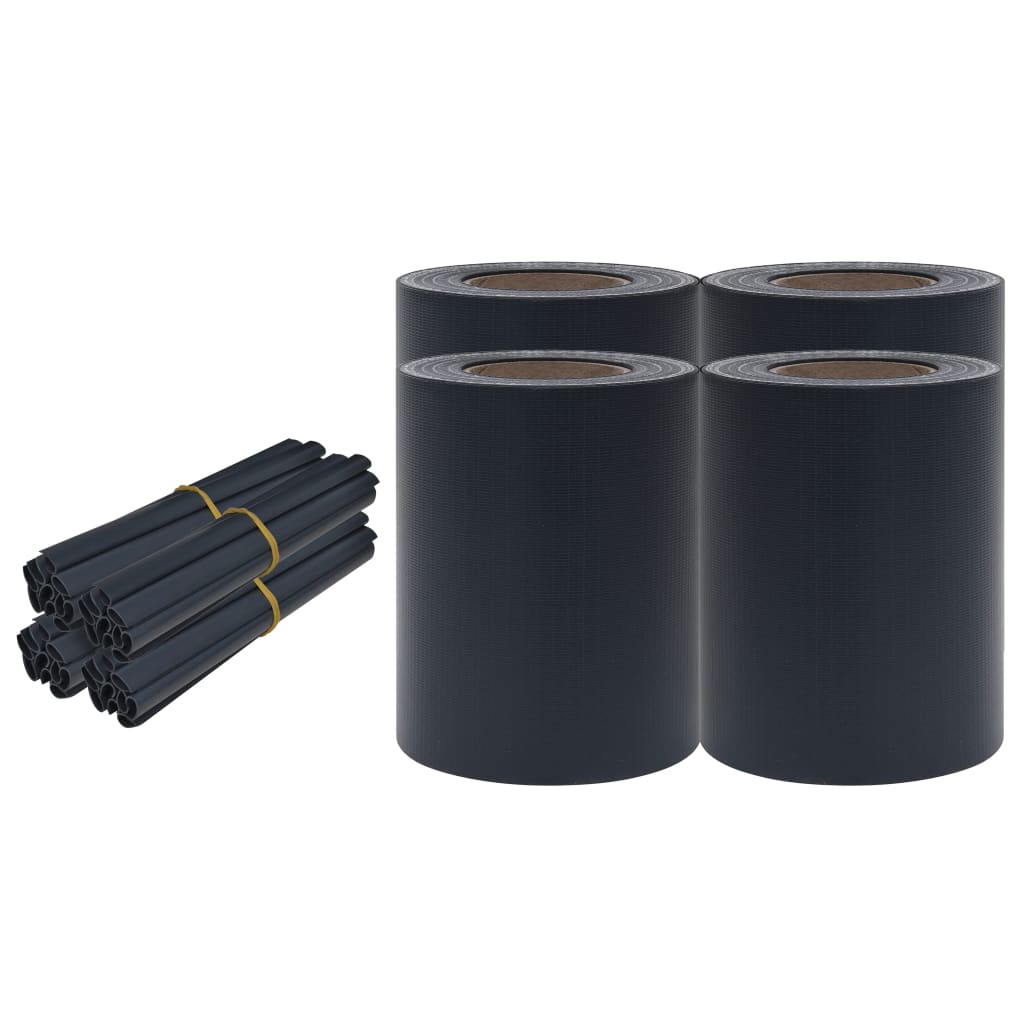 Paneles De Privacidad 4 Uds Pvc Gris Oscuro Mate 35x0,19 M / Vetonek_2