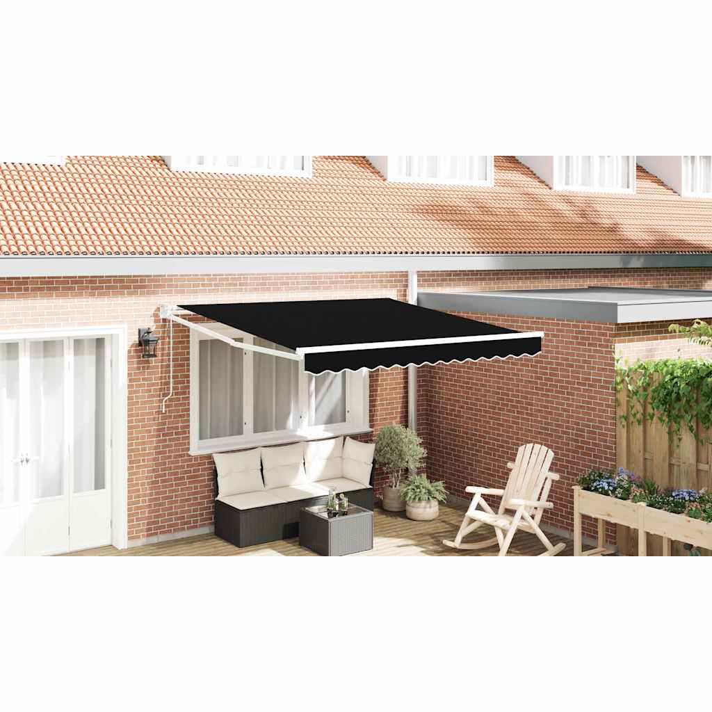 Toldo Retráctil Negro 350 X 250 Cm Poliéster Y Metal_1
