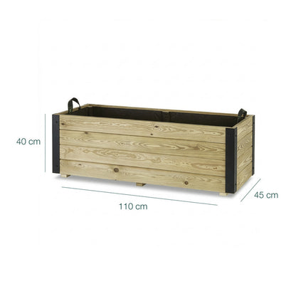 Jardinera De Madera Con Refuerzo De Aluminio 110x45x40 Cm Ghio Al Hortalia_5