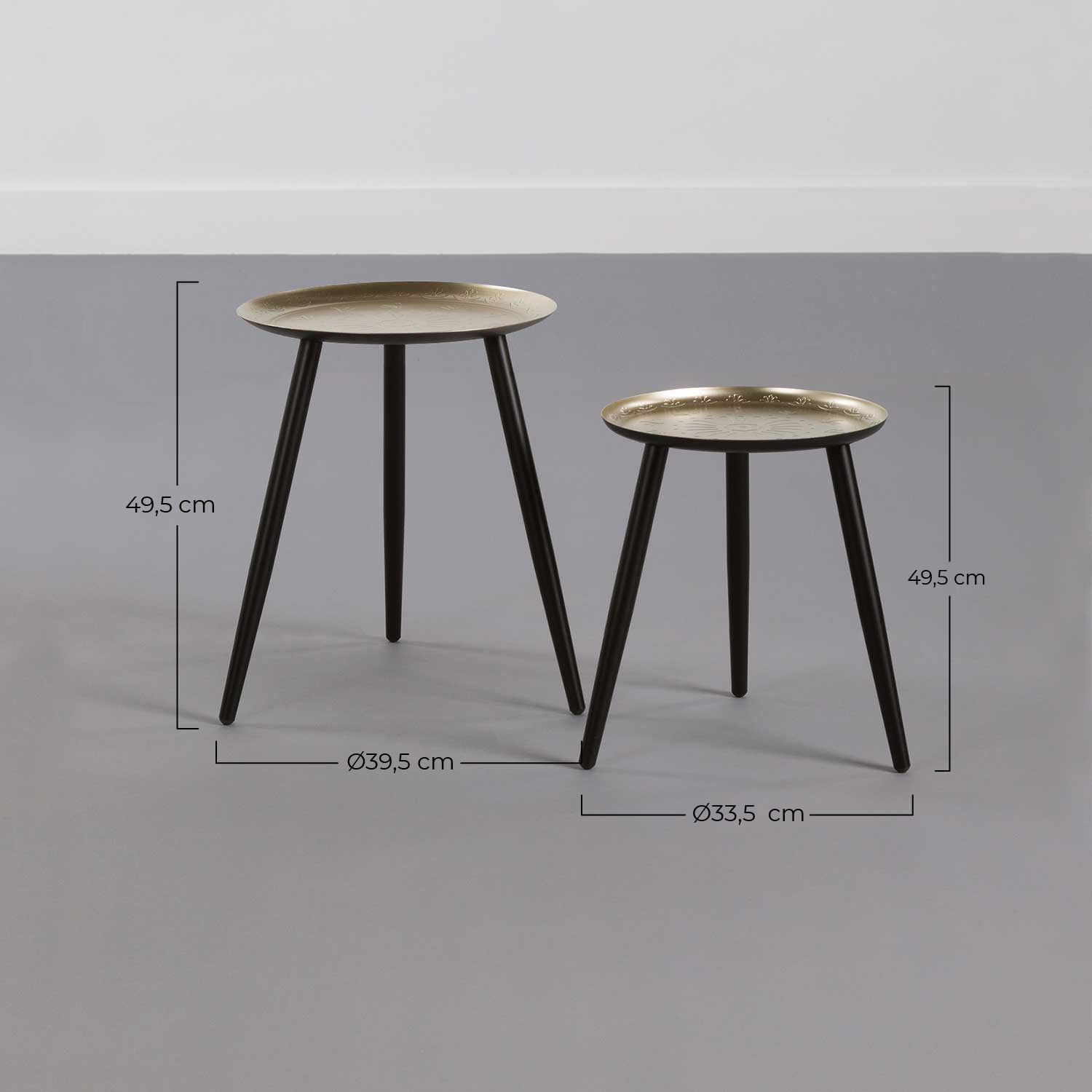 Set 2 Mesitas Auxiliares Redondas Dorado Thinia Home_5