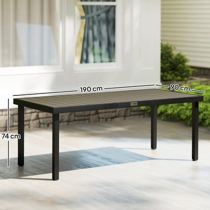 Outsunny Mesa De Comedor Exterior De Aluminio 190x90x74 Cm Natural Y Negro_2