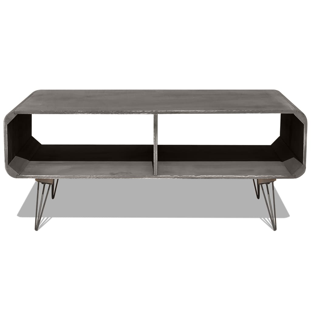 Mesa De Centro Madera Maciza Paulownia Gris 90x55,5x38,5 Cm_1