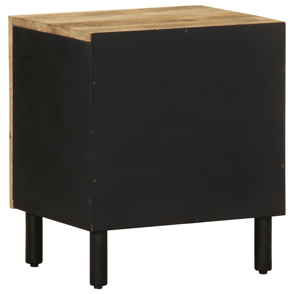 Mesita De Noche Madera Maciza Mango Rugosa Negro 40x33,5x46 Cm_3