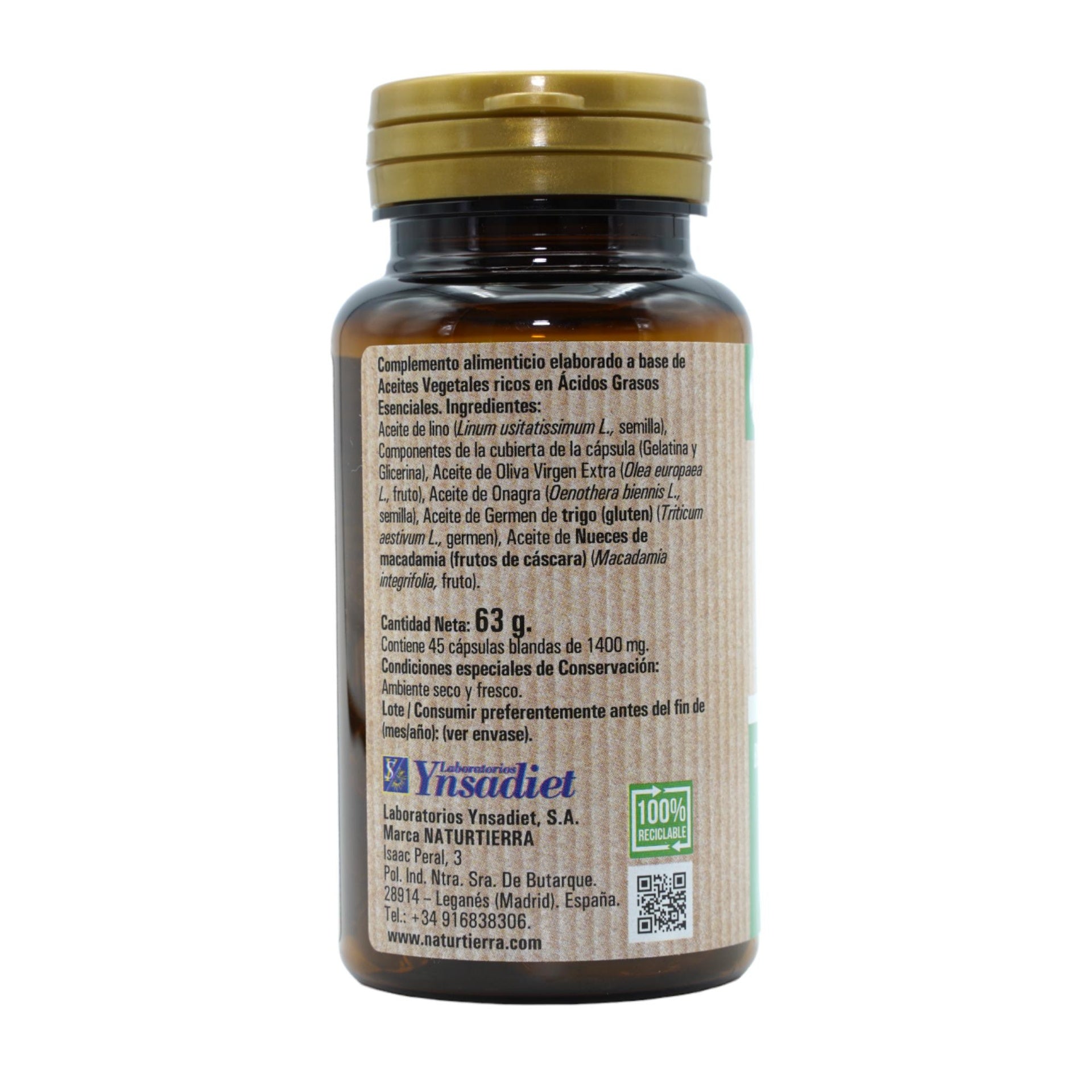 Omega 3, 6, 7, 9, 45 cápsulas blandas. NaturTierra