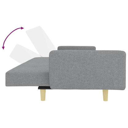 Sofá Cama De 2 Plazas Con Taburete Tela Gris Claro / Vetonek_1