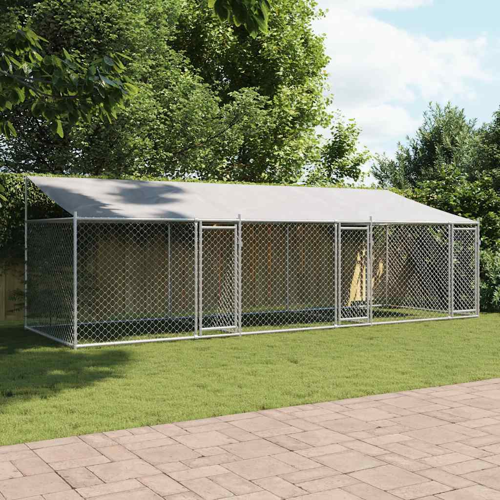 Jaula De Perros Techo Y Puertas Acero Galvanizado Gris 6x2x2 M_2