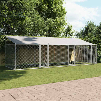 Jaula De Perros Techo Y Puertas Acero Galvanizado Gris 6x2x2 M_2