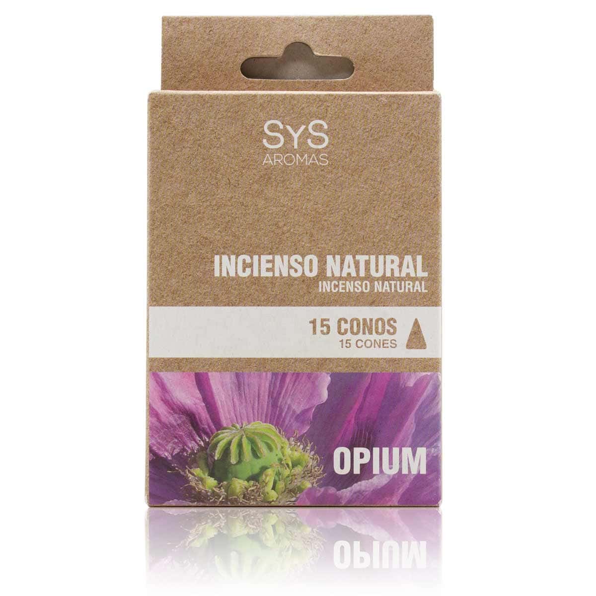 Incienso Natural Opium SYS Aromas | 15 Conos | Aroma Oriental y Amaderado | Carbón Vegetal, Resinas y Bambú_0