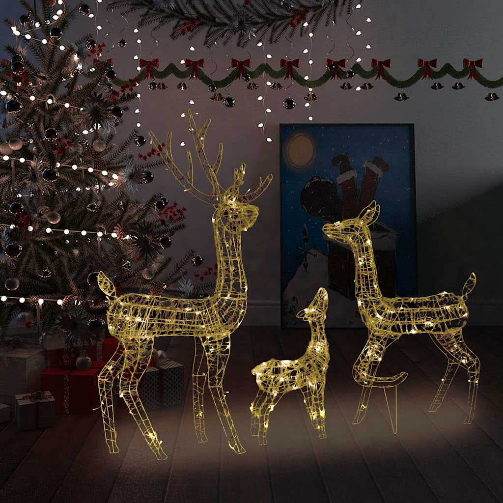 Vidaxl Familia De Renos De Navidad Acrílico 300 Leds Blanco Cálido_1