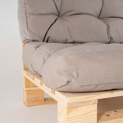Sofá De Palet + Cojín De Asiento 80x120x16 Cm + Cojín Respaldo 42x120x16 Cm, Lux Color Cappuccino, Repelente Al Agua_3