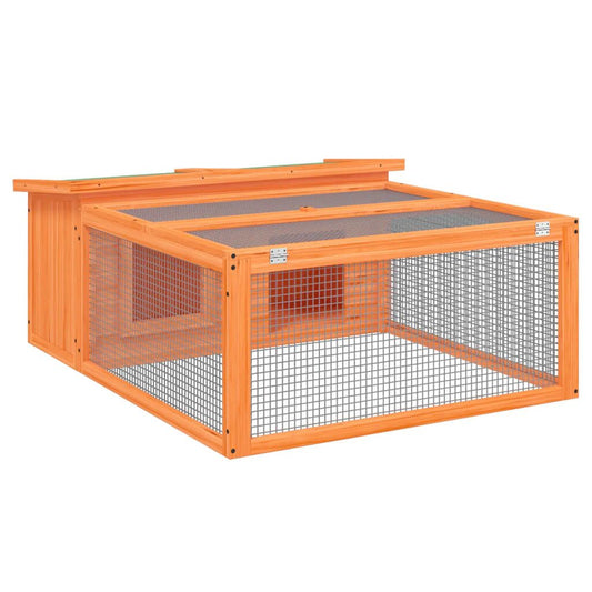 Vidaxl Conejera De Madera Maciza De Pino Marrón 117,5x97x47,5 Cm_0