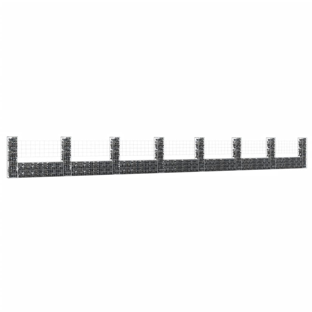 Cesta De Gaviones Forma De U 8 Postes De Hierro 860x20x100 Cm / Vetonek_4