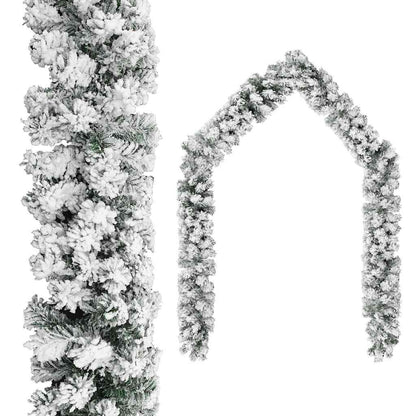 Vidaxl Guirnalda De Navidad Con Nieve Flocada Verde 20 M Pvc_0