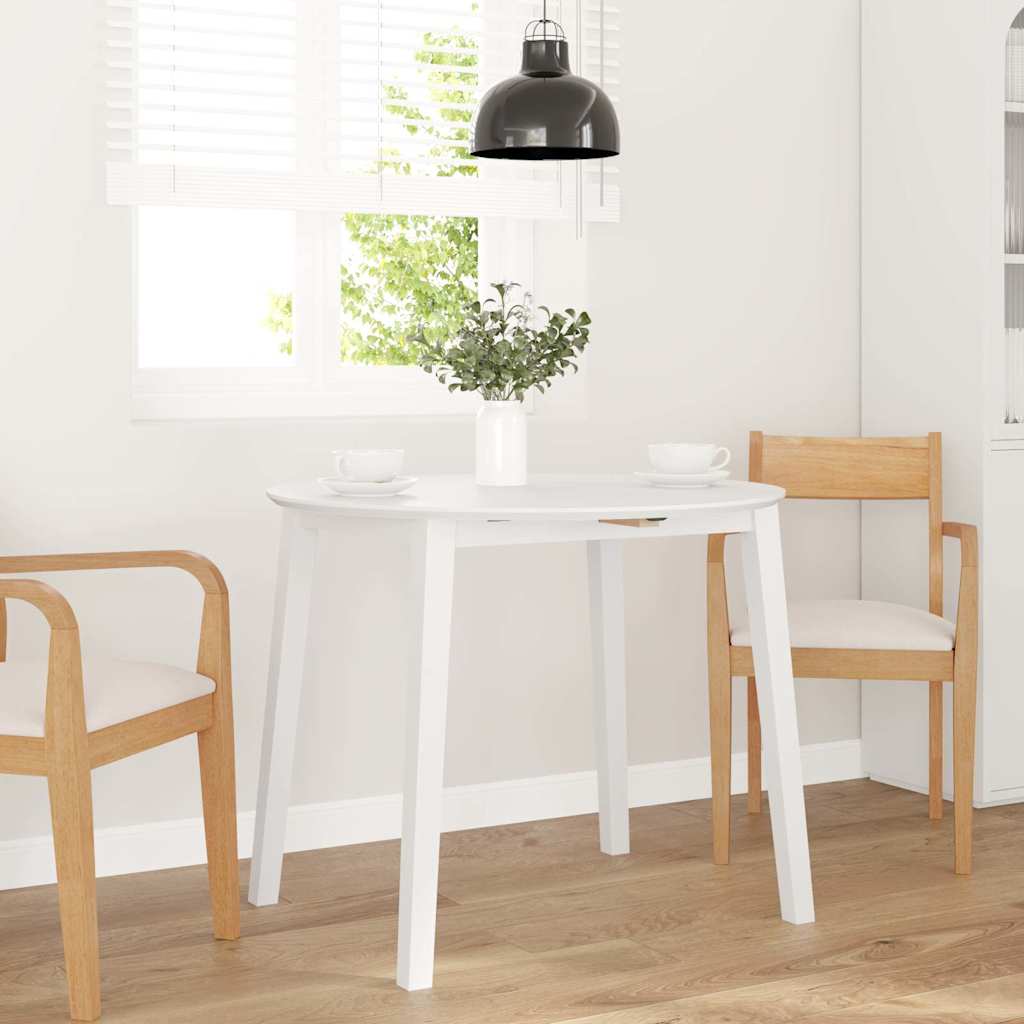 Mesa De Comedor De Madera Maciza De Caucho Blanco_1