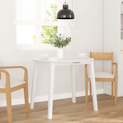 Mesa De Comedor De Madera Maciza De Caucho Blanco_1