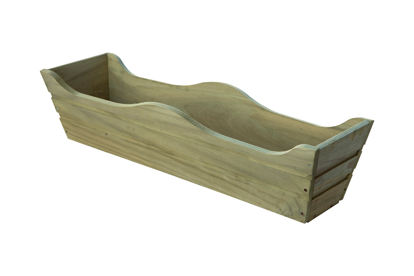 Jardinera De Balcon Ondulada De Madera Autoclave De 80 X 20 X 19,5 Cm 16l + Bolsa Geotextil