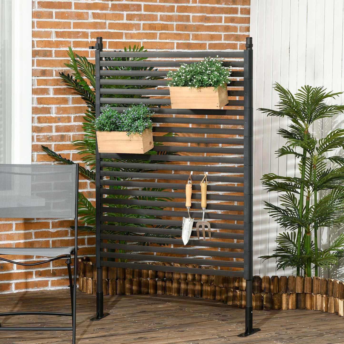 Outsunny Valla De Jardín De Acero Con Revestimiento De Pe 93x22x150 Cm Marrón_1