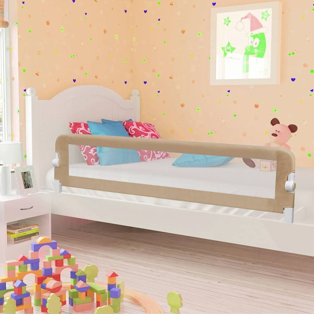 Vidaxl Barandilla De Seguridad Cama De Niño Poliéster Taupe 180x42 Cm_1