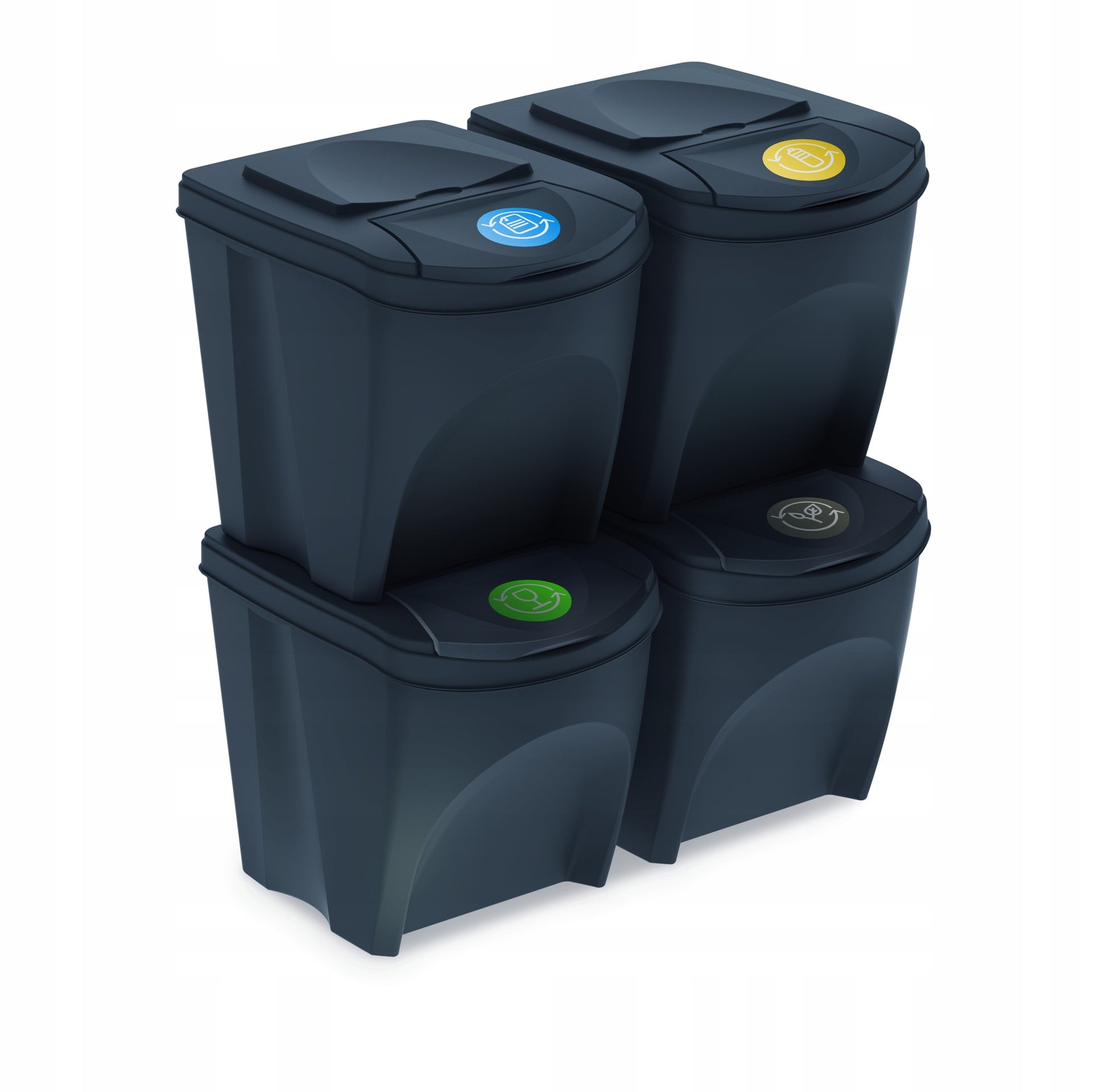 Set De 4 Cubos De Basura Keden Sortibox Papelera Reciclaje, Antracita, Volumen 4x25l_0
