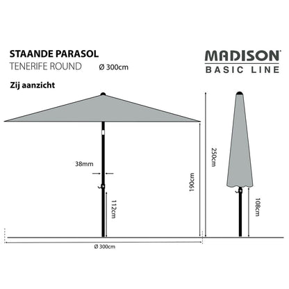 Madison Sombrilla De Jardín Redonda Tenerife Verde Manzana 300 Cm_2
