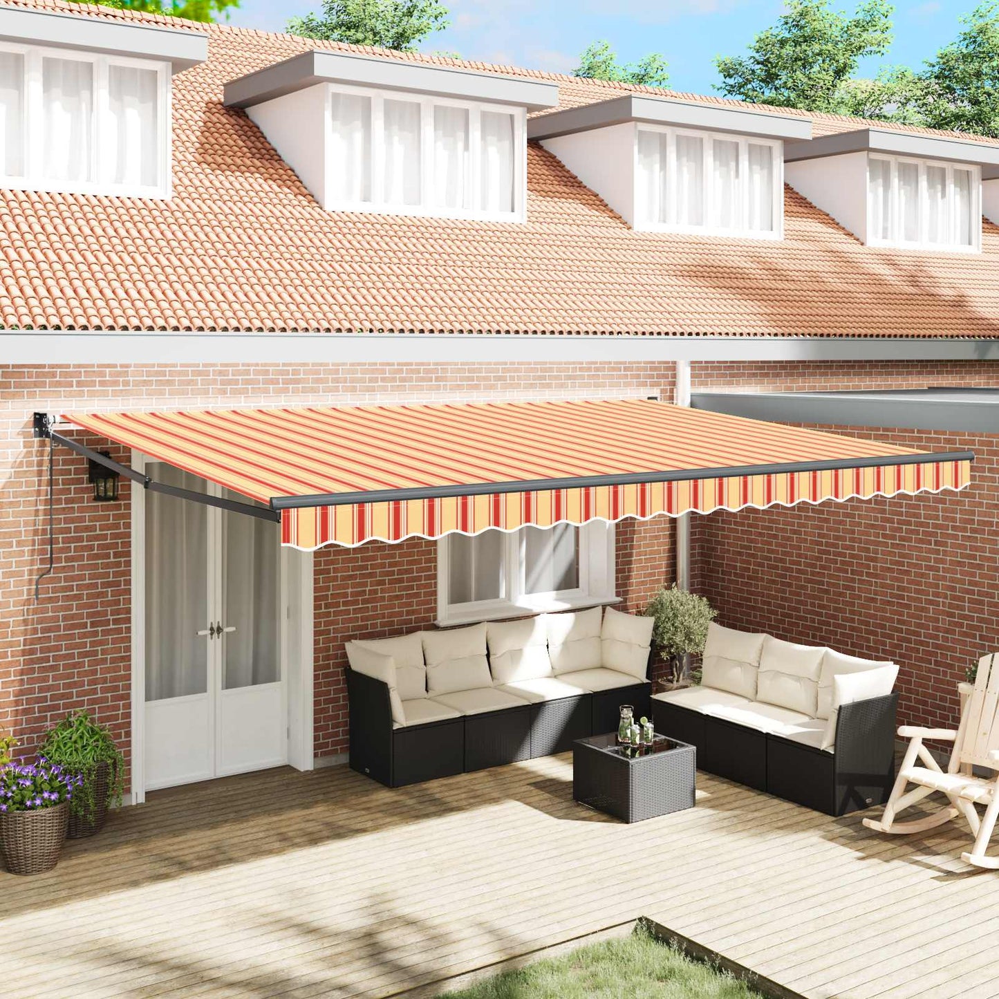 Toldo Retráctil Crema 500 X 300 X 165 Cm Poliéster Y Metal_1