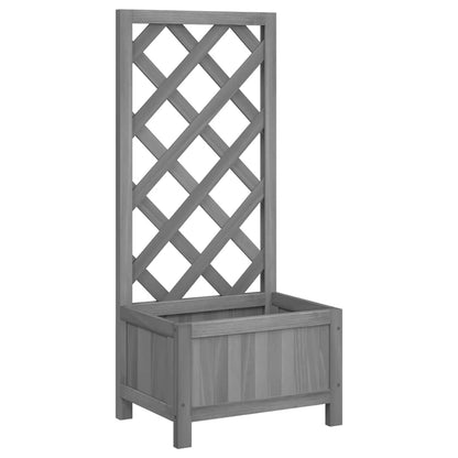 Jardinera Con Enrejado Gris 40x30x90 Cm Madera Maciza De Abeto_0