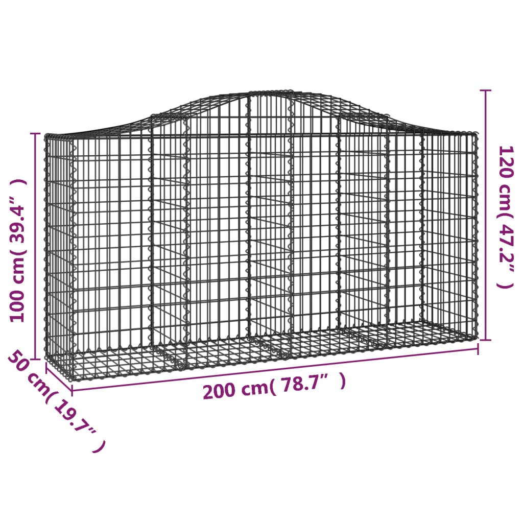 Cestas De Gaviones 30 Uds Forma De Arco Hierro 200x50x100/120cm_5