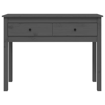 Mesa Consola De Madera Maciza De Pino Gris 100x35x75 Cm_4