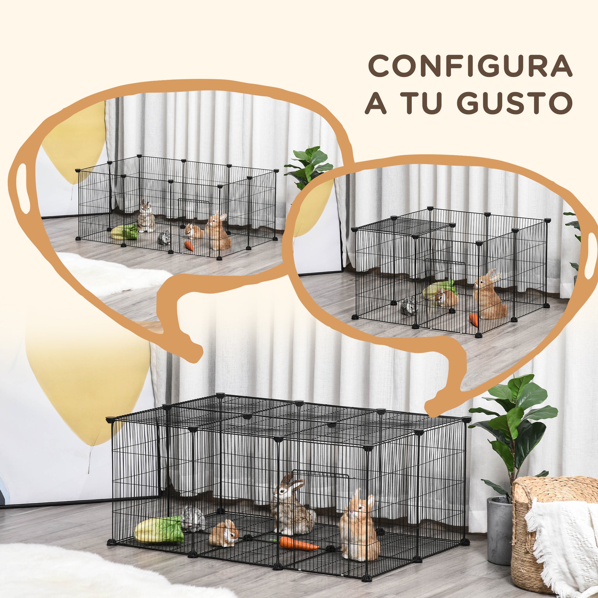 Pawhut Diy Jaula Para Animales Pequeños 22 Paneles Conejo Cobaya_3