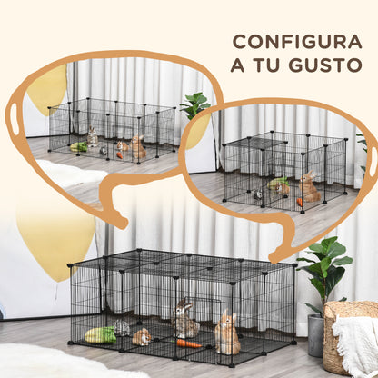 Pawhut Diy Jaula Para Animales Pequeños 22 Paneles Conejo Cobaya_3