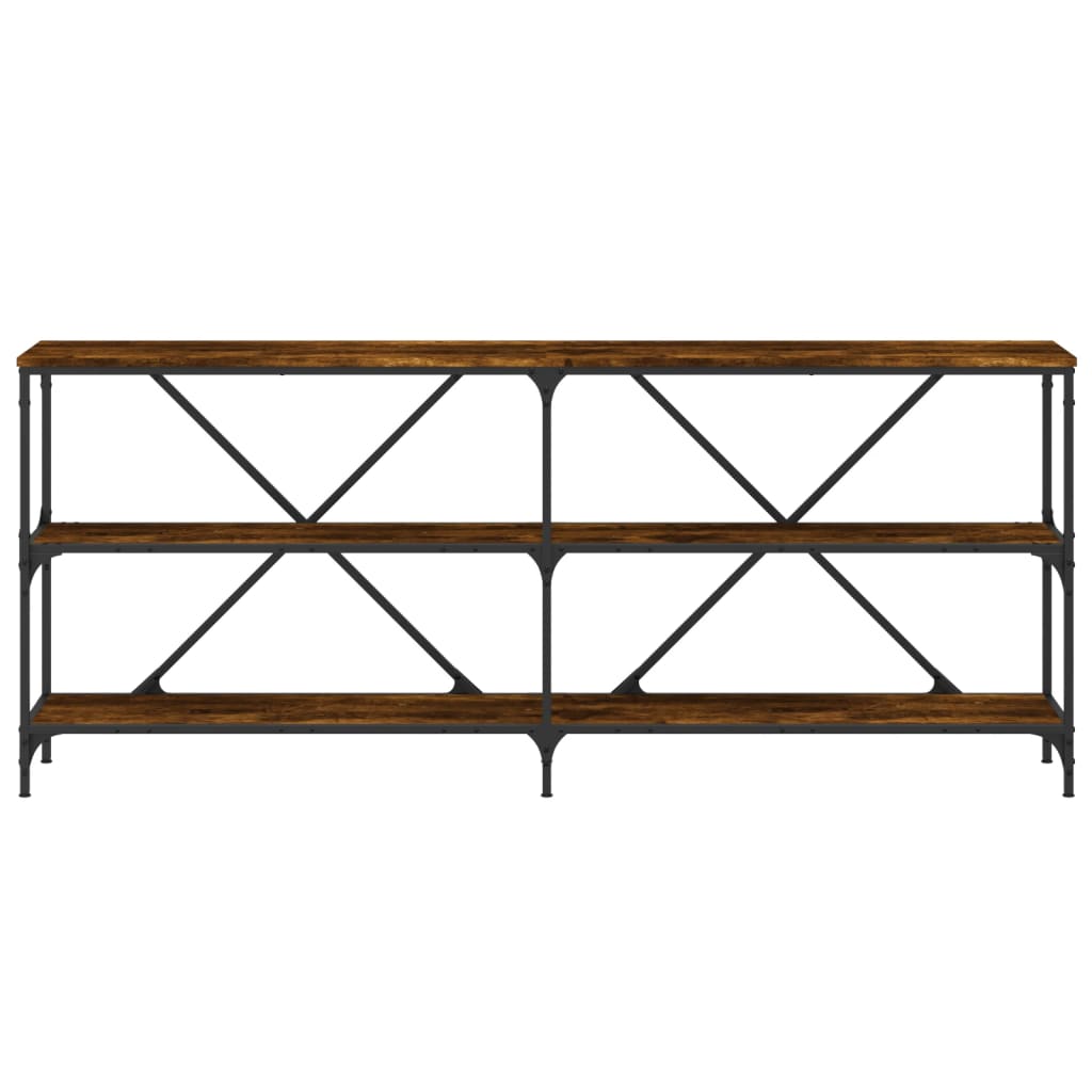 Mesa Consola Hierro Madera Ingeniería Roble Ahumado 180x30x75cm_2