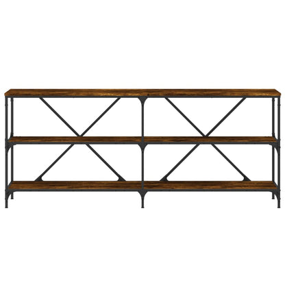 Mesa Consola Hierro Madera Ingeniería Roble Ahumado 180x30x75cm_2
