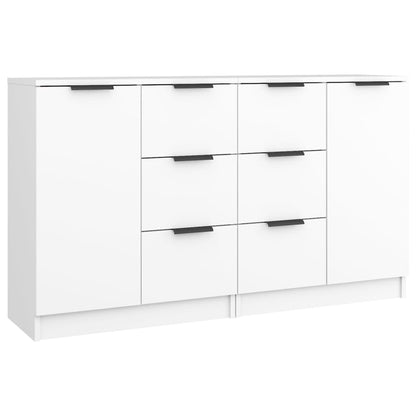 Aparadores 2 Uds Madera Contrachapada Blanco 60x30x70 Cm_1