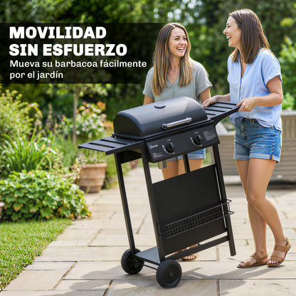 Outsunny Barbacoa De Gas Bbq Gas Con 2 Quemadores 5 Kw Con Termómetro_3