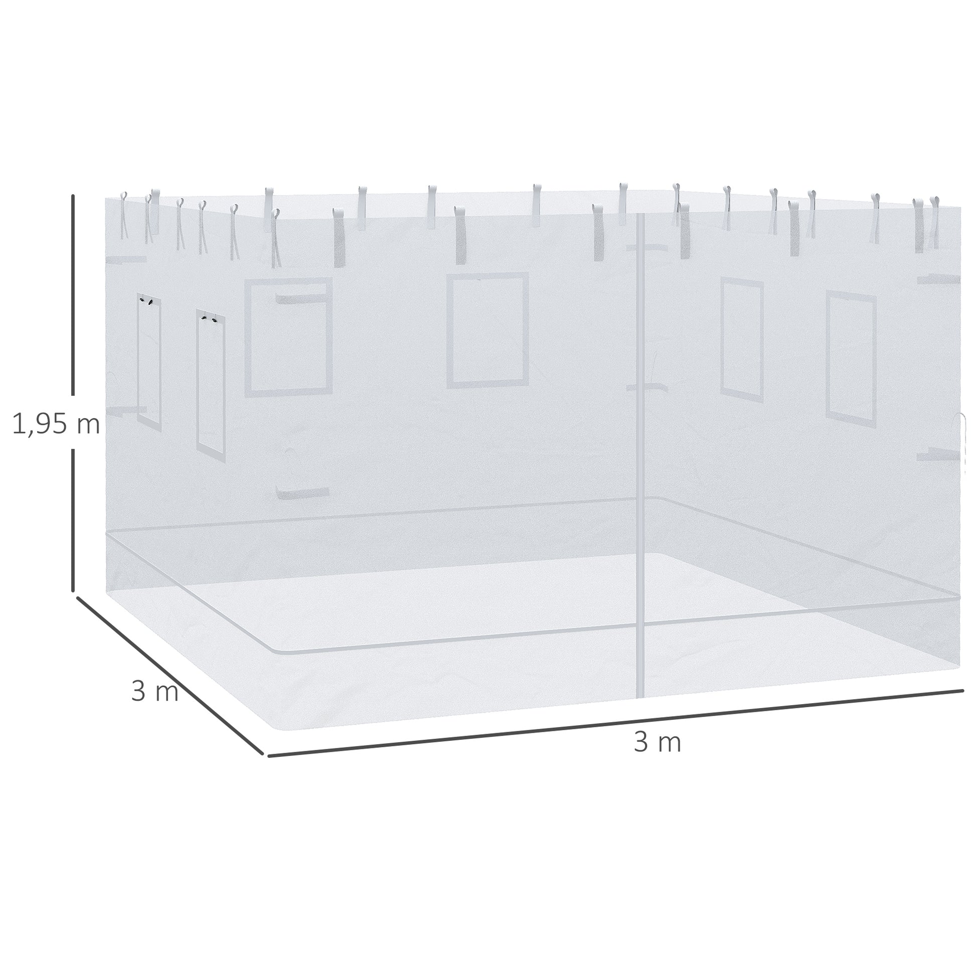 Outsunny 4 Paredes Laterales Para Carpa 300x195 Cm Con 6 Ventanas Puerta_2