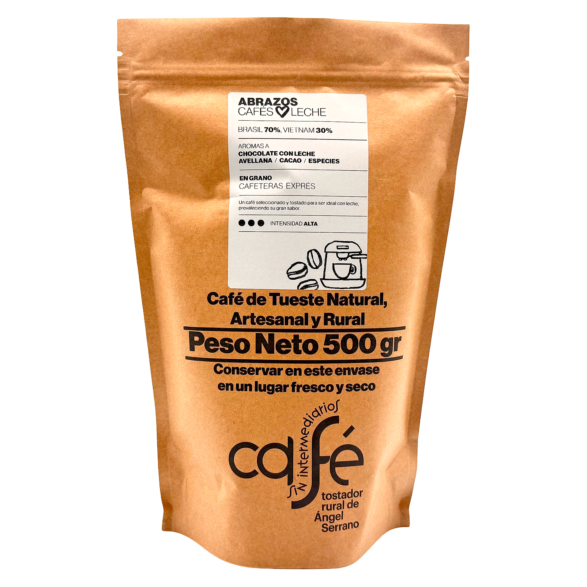 Cafe Sin Intermediarios Café Brasil Abrazos En Grano Para Espresso 500 G_0