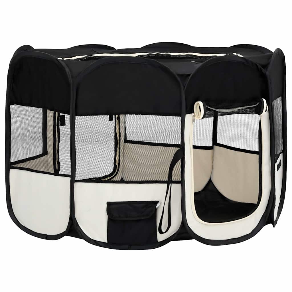Parque De Perros Plegable Y Bolsa Transporte Negro 110x110x58cm_2
